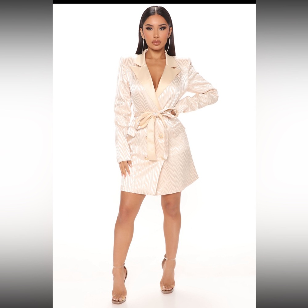 Cream High Roller Blazer Mini Dress